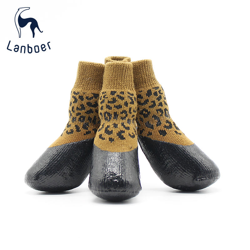 Leopard print waterproof dog socks