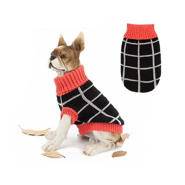 Check style knit pet sweater for dog cat